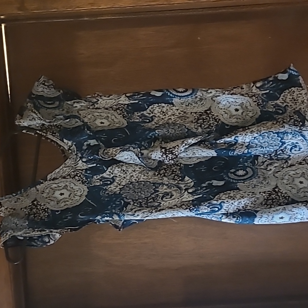 Black, blue and white top.  Size XL
